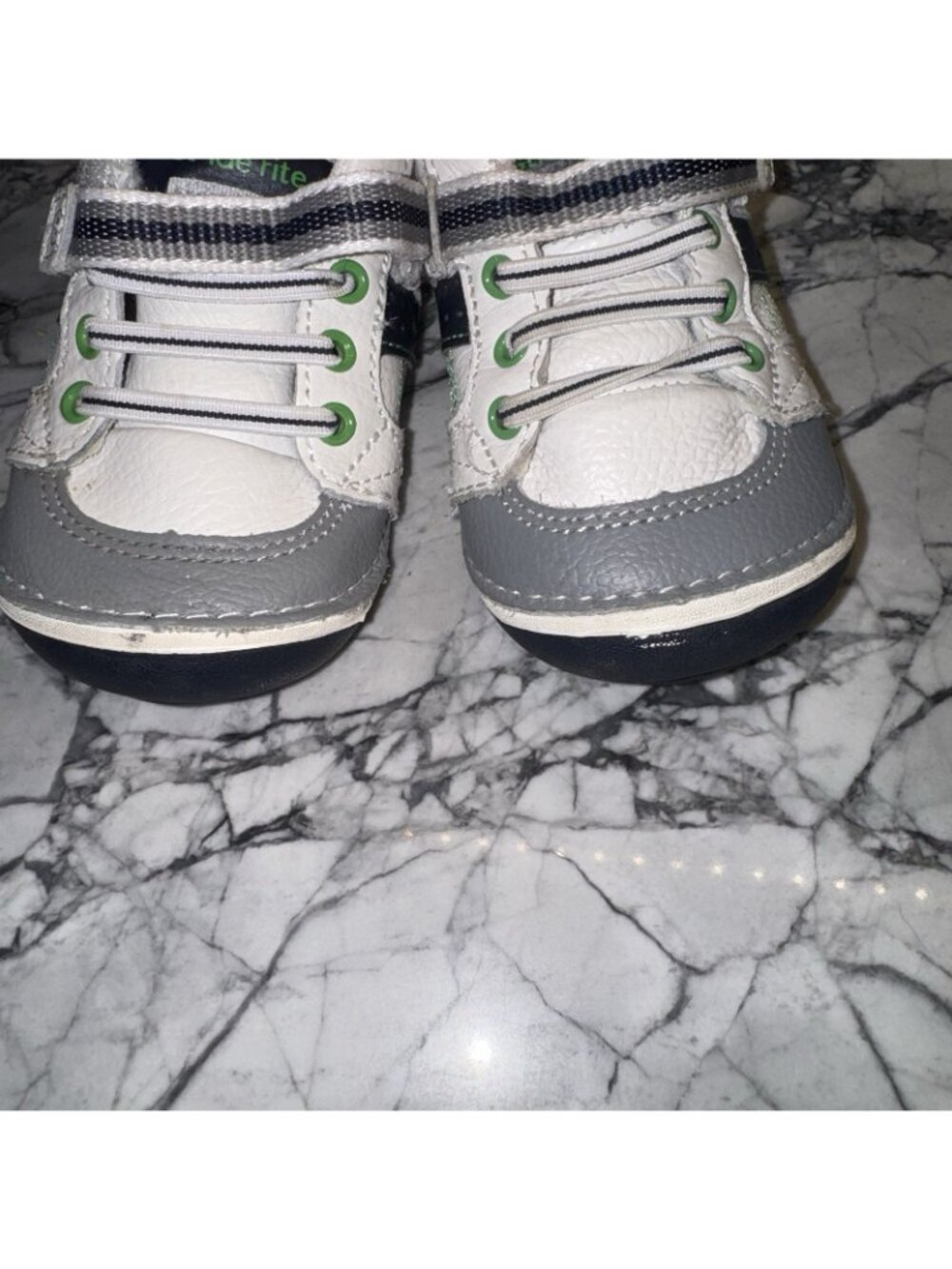 Stride Rite Toddler 5XW Extra Wide Artie Sneakers White Blue Green - Picture 6 of 7